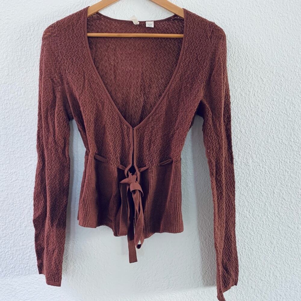 Moth knit sweater cardigan size large tan